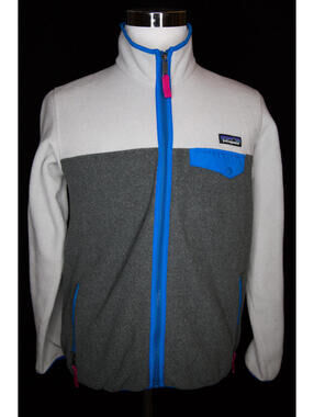 Women's Patagonia Synchilla Full Zip Jacket Nickel Gray Blue Pink Sz Medium